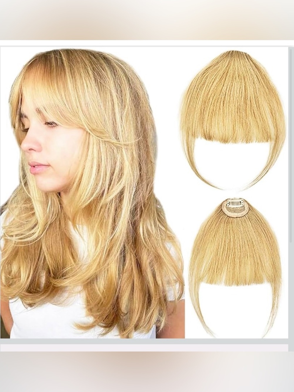 Clip-In Blonde Fringe and Extension Set - Natural Blonde